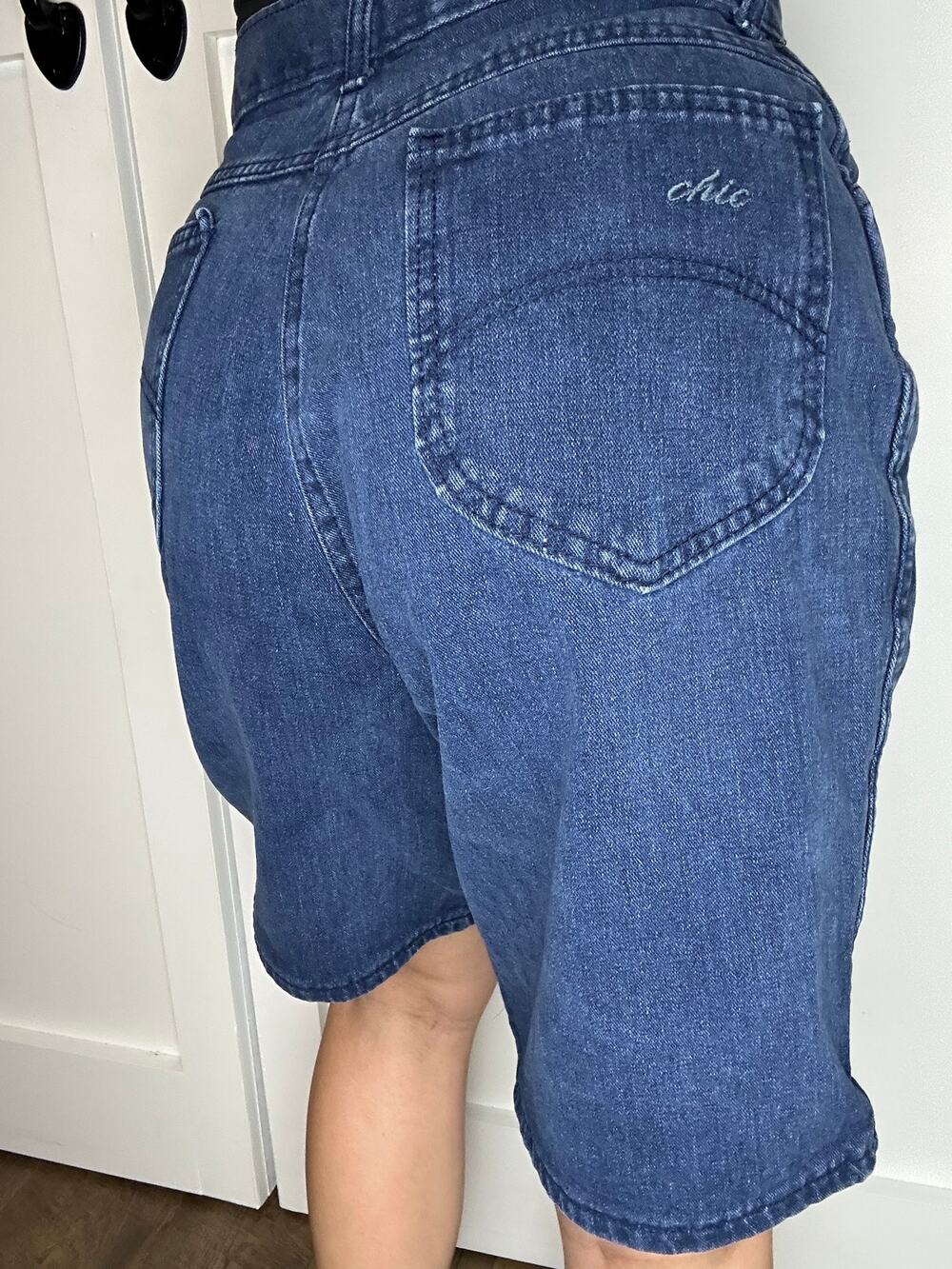 Vintage Chic Miami Made USA 100% Cotton Jorts Denim Shorts 26W Size 10